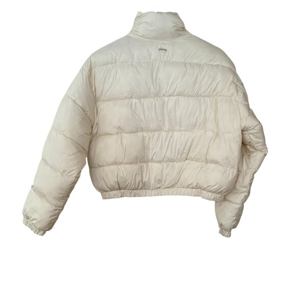 SACRE' Woman's Size Medium Cream Puffer Full Zip Cropped Jacket Outdoors - Picture 3 of 8